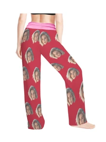 [DIY] Pantalones de pijama divertidos personalizados para mujer, personalización de foto de retrato, regalos creativos, retratos grandes y tontos de foto reemplazada, tela ligera, transpirable y suave, regalos para amigos/amantes/parejas, regalos de fiesta/cumpleaños
