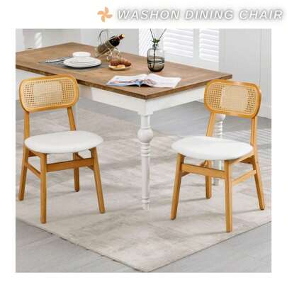 WAHSON OFFICE CHAIRS 2st Wahson rotting matstol och trästol, retro matstol i trä med vattentät kudde, bekväm köksstol för matsal och vardagsrum