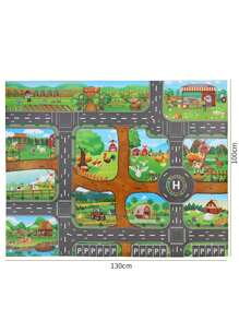 1pc, City Traffic Play Mat, Large Non-Woven Game Pad, Waterproof Moisture-Proof, Interactive Road Map For Kids Playing With Toy Cars, Room Decor, Educational Tool Christmas Gift(Random Accessories)