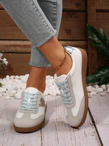 2026 New Popular HK Style Women's White Shoes, Thick Sole, Platform, Versatile Casual Sneakers For Spring/Autumn - 金色 - 查看 7