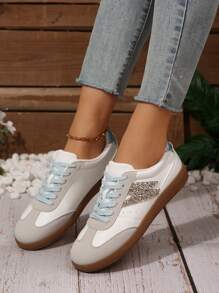 2026 New Popular HK Style Women's White Shoes, Thick Sole, Platform, Versatile Casual Sneakers For Spring/Autumn - 金色 - 查看 3