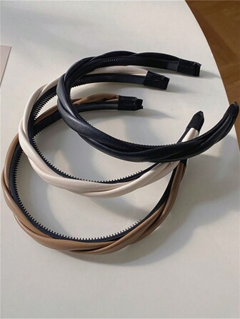 1pc/3pcs Women's Premium Leather Hairband Elegant Fashion High Crown Anti-Slip Bangs & Flyaway Hair Hoop Headband Hair Accessories,Hairband,Hair Hoop Headbands ,Home,Skincare Headband