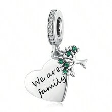 bamoer 1 pièce Pendentif Charm Arbre de Vie Argent Sterling 925 Vert avec Trèfle à Quatre Feuilles Chanceux et Perles Zirconia, Compatible avec Bracelet et Collier Originaux, Cadeau de Bijouterie DIY