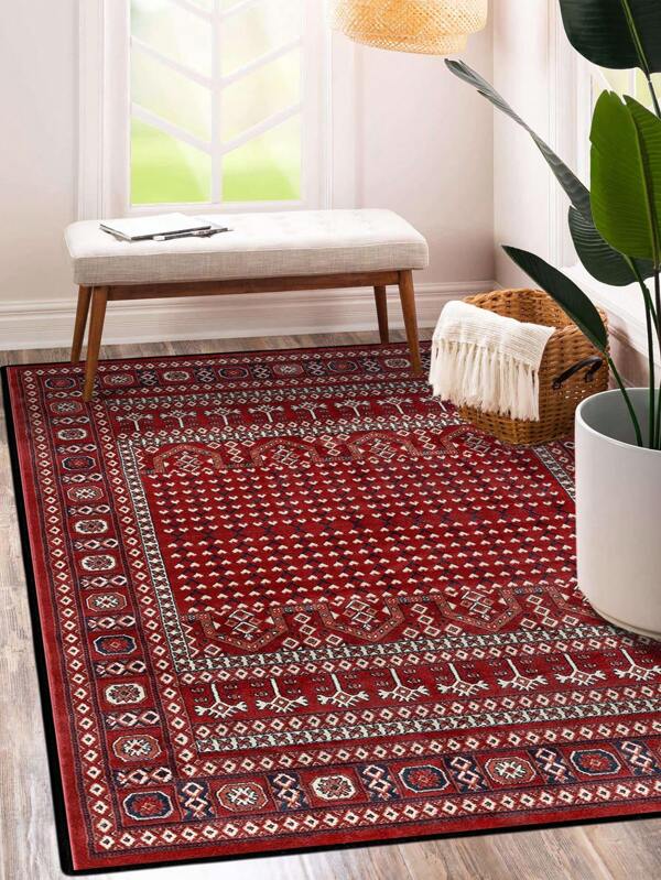 1 pieza Alfombra de estilo vintage de poliéster, lavable a máquina, resistente al desvanecimiento, fácil de cuidar, alfombra decorativa para sala de estar, sofá, dormitorio, escritorio de oficina, comedor, cocina, alfombrilla antideslizante para mesita de noche, felpudo de entrada, manta para camping al aire libre, alfombra de decoración para el hogar