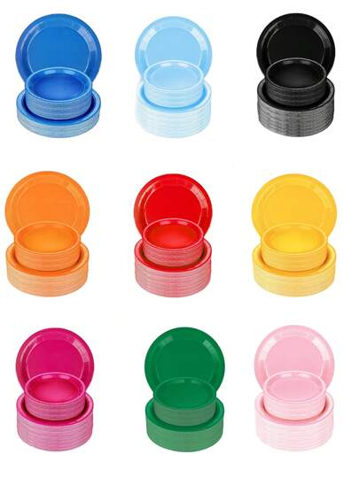 10piece Disposable Party Cutlery Set 7 "And 9" Paper Plates, Disposable Dinner Plates, Dessert Paper Plates, Party Decorations, Party Supplies, Disposable Party Cutlery, Multiple Colors To Choose From