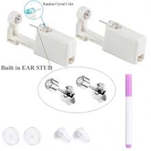 2 Packs Ear Piercing Kit,Disposable Ear Piercing Gun With Built In Cubic Zirconia Ear Stud, At Home Self Ear Piercer Kit - White - View 20