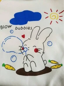 Young Girl' Sherpa Bubble Rabbit Print Long Sleeve Top, Casual Spring & Autumn - Yellow - View 3