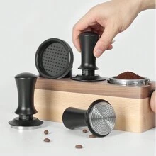 51mm/53mm/58mm 浓缩咖啡压粉器，带波纹不锈钢底座，深度可调设计 - 优质咖啡配件，咖啡爱好者的完美礼物 - 黑色 - 查看 3