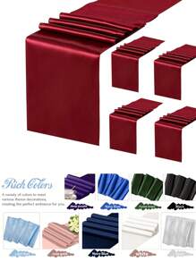 5pcs Satin Table Runner, 12 X 108 Inch, Wedding Decorative Tablecloth, Suitable For Wedding, Party, Birthday, Valentine's Day Table Decor, Can Be Tied Into Bows For Chair Covers