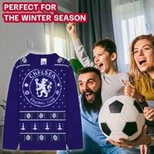 Chelsea F.C. Christmas Jumper Warm Cosy Football Xmas Gift - Blue - View 3
