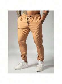 Men's Summer Sports Training Jogger Pants In Tactel - Caqui - Ver 2