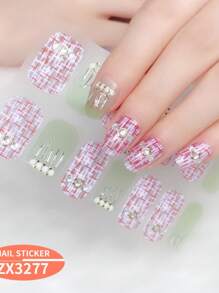 1 张 16 片美甲全覆盖贴纸渐变闪光猫眼粘性滑块 DIY 指甲油美甲贴纸贴花 - 彩色 - 查看 30