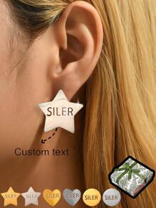 定制不锈钢几何耳环，心形、星形和字母镂空耳钉，送给女朋友、母亲、家人、节日的礼物 - 愛心 - 查看 2