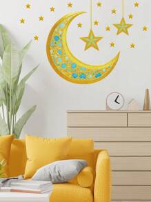 1pc Rama Decorations Decorative Sticker Wall Sticker, Moon Star Pattern Self-Adhesive Sticker, Waterproof And Removable PVC Living Room Bedroom Decorative Wall Sticker Rama Rama,Stickers,Wall Decal, Vinyl Decal For Home Decorations,Spring Decoration Items Refresh Your Home,Rama Decoration Stickers E-I-D - Multicolor - View 9