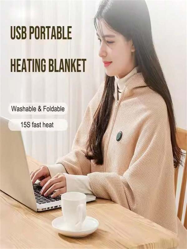 Cobertor de xale elétrico aquecido de Natal, roupão de colo aquecido lavável por USB para uso no inverno em casa, no escritório e ao ar livre