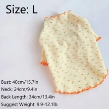 1pc Orange Ditsy Floral Pet Sweater, Suitable For Cats And Small/Medium Dogs, Suitable For Everyday Wear