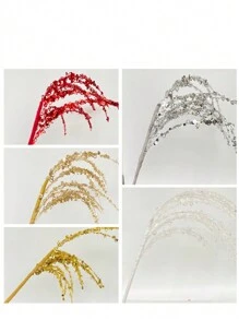 1 件圣诞闪亮树枝亮片人造茎装饰、圣诞树树枝装饰、家居装饰圣诞插页、花束和新娘装饰 - 彩色 - 查看 3