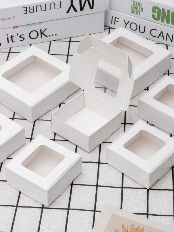 10pcs/20pcs/30pcs Candy Boxes, Cookie Boxes With Window Gifts Boxes, Handmade Soap Boxes, Suitable For Homemade Soaps, Jewelry, Party Favors Packaging