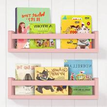 1pc Nursery Wall Shelves, Wooden Book Shelves For Wall, Wall Mounted Hanging Shelves For Living Room, Bathroom Decor, Kitchen Spice Rack, White-Natural