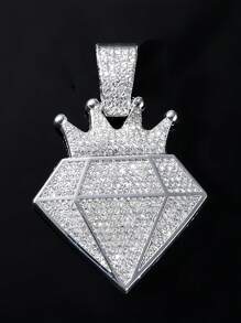 2 pièces Chaîne de 13 mm avec pendentif diamant en forme de couronne, collier bling pailleté hip hop pour hommes et femmes, coffret cadeau inclus