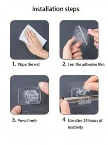 HEE RAK 4pcs No-Drill Stick On Window Curtain Rod Clamps, Multipurpose Home Hanging Clips Extensible Brackets Gifts Birthday Graduation