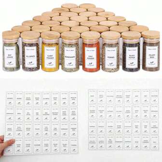 1 Set 192pcs Kitchen Food Labels Package, Glass Jar Spice Bottle Classification Stickers, White Labels
