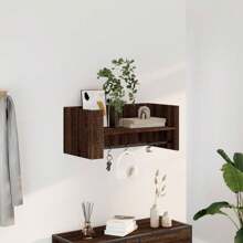 Stylish Brown Oak Wall Shelf 70.5x35x30.5 Cm Durable Engineered Wood Storage Solution - Brown - View 1