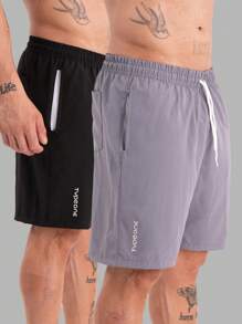 Type One Kit 2 Men's Tactel Sports Shorts Tactel Bermuda Shorts With Elastane Summer Running - Gris - Ver 1
