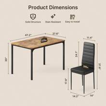 5 Pieces Dining Table Set For 4, New Year Kitchen Table Set With 4 Upholstered PU Leather Chairs For Dining Room, Living Room, Apartment, Small Space - Retro - View 5