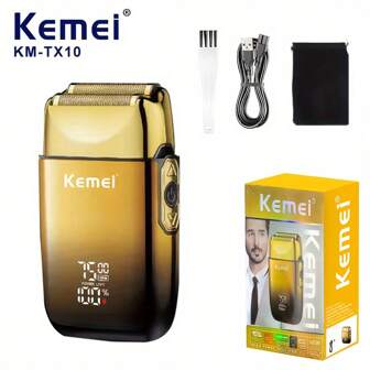  KEMEI Km-Tx10 电动剃须刀理发器金属可充电剃须机胡须剃刀