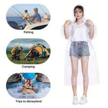 1/3/5/10 szt. Gruby jednorazowy płaszcz przeciwdeszczowy dla dorosłych - przezroczysty materiał PE - odpowiedni do raftingu, wędkowania, sportów wodnych i podróży, letnie chłodzenie, plaża, podróże