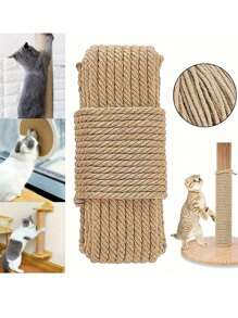 10m Durable Sisal Rope For Cat Scratching Board, DIY Cat Claw Grinding Scratcher Toy, Indoor Furniture Protector,Natural Rope Cat Scratcher Rope Tree Scratching DIY Toy Paw Claw Furniture Protector Scratching Post Cat Accessories