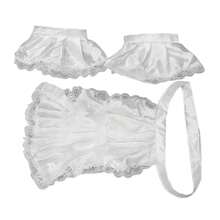 Set de jabot și manșete din satin cu volane, detașabil pentru adulți