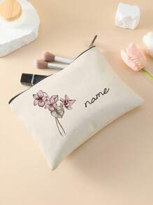 New Makeup Bag With Customized Text For Flower Images, Customizable According To Your Unique Design. The Lightweight And Waterproof Canvas Zipper Makeup Bag Is Also Perfect For Coin Wallets, Pencil Cases, Shopping, Dating, Vacations, Travel, Festivals, Parties, Or As Gifts. The Bathroom Makeup Bag Is Portable And Multifunctional For Female Students In University Dormitories, Beaches, And Summer