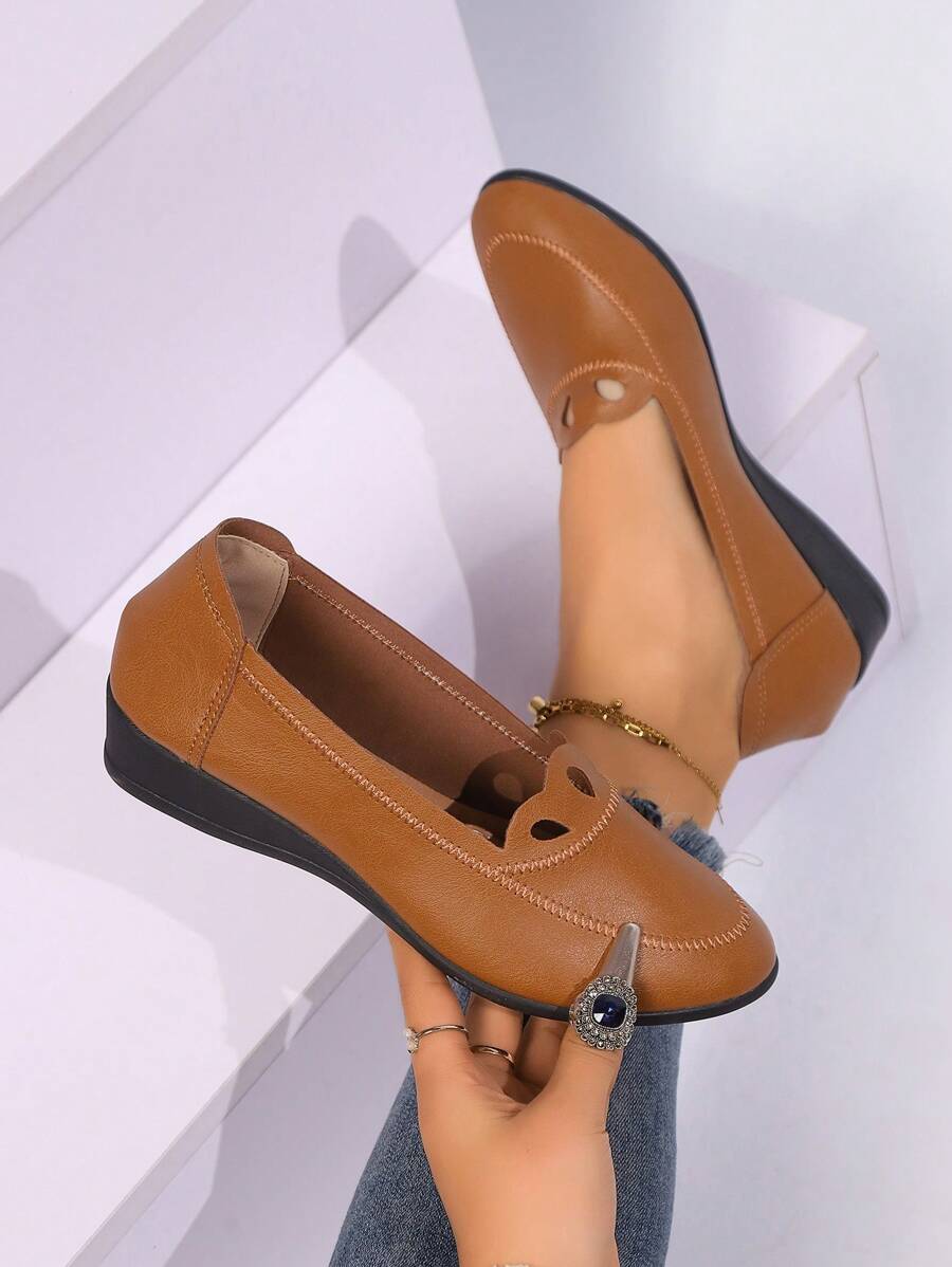 Women's Premium Loafers - Super Soft Sole, Slip-On, Breathable & Comfortable - Casual Round Toe Flat Shoes For Daily Wear - Brown - View 1
