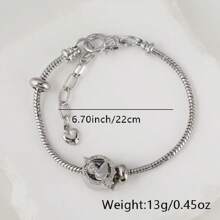 1 件银色时尚镀铜心形微镶锆石手链，适合女性日常佩戴 - 銀色 - 查看 7