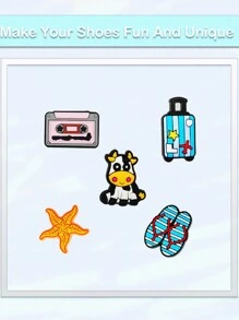 Random 10/30/50/100Pcs Food/Animal/Flower/Cute Cartoon Series Shoe Charms For Clogs Sandals, Shoe Decoration Premium Quality Popular Charms Accessories Great Gift For Teens Men Women And Adults - Multicolor - View 3