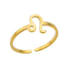 1pc 12 Zodiac Sign Ring, Unisex, 18K Gold Plated Stainless Steel Adjustable Open Ring, Fashion Jewelry Accessory, Birthday Gift - Yellow Gold - View 17