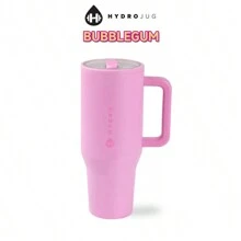 hydrojug Botella de agua Traveler de 940 ml/1100 ml con asa y pajita abatible. Se adapta al portavasos. Vaso resistente a fugas. Base de acero inoxidable y goma con aislamiento reutilizable. Regalos para mujeres y hombres.