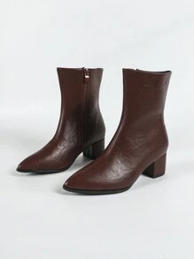 Women's Fashion Party Stiletto Heel Ankle Boots, Comfortable Elegant Pointed Toe Casual Wear, Wine Red