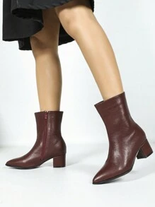 Women's Fashion Party Stiletto Heel Ankle Boots, Comfortable Elegant Pointed Toe Casual Wear, Wine Red