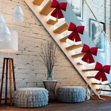 1 件天鹅绒蝴蝶结装饰 - 随机尺寸 [S、M、L] 带 1 根悬挂绳，圣诞花环，圣诞饰品，圣诞礼物，适用于家庭、墙壁、窗户、门廊、室内/室外装饰，红色浆果蝴蝶结壁挂