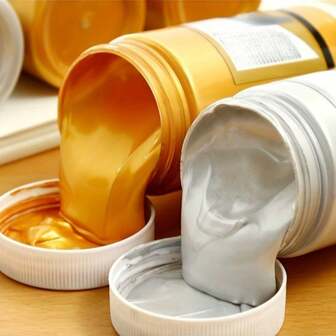 Gold And Silver Acrylic Paint (50ml/100ml/300ml) - Vibrant And Glossy, Waterproof, Fade Resistant, Multi-Surface Paint For Canvas, Rocks, Fabrics, Ceramics - Ideal For Artists And Beginners, Perfect For Thanksgiving Christmas Birthday Gifts,Back To School,School Supplies