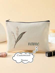 New Makeup Bag With Customized Text For Flower Images, Customizable According To Your Unique Design. The Lightweight And Waterproof Canvas Zipper Makeup Bag Is Also Perfect For Coin Wallets, Pencil Cases, Shopping, Dating, Vacations, Travel, Festivals, Parties, Or As Gifts. The Bathroom Makeup Bag Is Portable And Multifunctional For Female Students In University Dormitories, Beaches, And Summer
