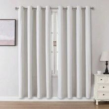1pc/2pcs Optional Linen-Like Blackout Curtains, 100% Blackout Window Curtain Panels For Bedroom, Living Room, Dining Room, Thermal, Insulated, Water-Resistant, Home Theater Use With Eyelets - White - View 23