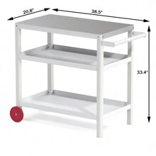 Outdoor Prep Grill Cart, Honeycomb Style Wear-Resistant Tabletop With High Load-Bearing Portable BBQ Cart, HDPE Durable Frame 3-Tier Storage Cart