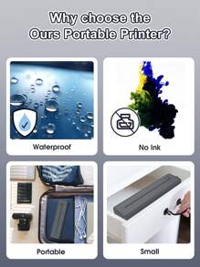 Portable A4 Thermal Printer For Travel, Thermal Wireless Bluetooth Mini Inkless Printer, Portable Printer Compatible With Phones & Windows Laptop(Includ Thermal A4 Paper) - Black Printer + Folding Paper (10 Sheets) - View 7