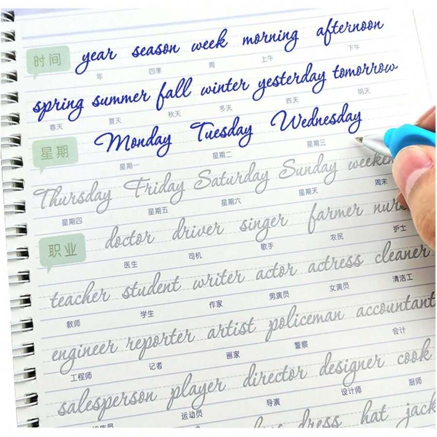 1Pc English Calligraphy,English Practice Book,Fendawn Strive, Beautiful Handwriting English Copybook, Practice Copybook, Board, Groove Training Copybook,New Year Decoration