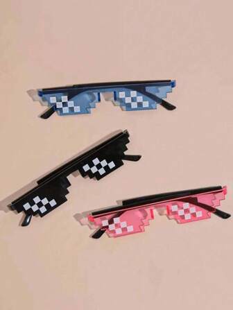 4 st - Pixelerade mosaikspelglasögon för fest, MLG-fotorekvisita för vuxna och tonåringar