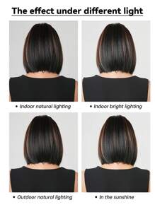 Black Short Bob Wigs With Bangs 14 Inch Black Straight Hair Daily Costume Wig For Women Synthetic Heat Resistant Hair Wigs - Màu nâu highlight - Xem 9